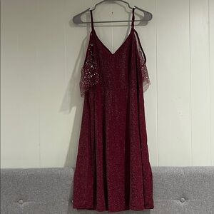 Elegant Burgundy Dress with Glitter Accents